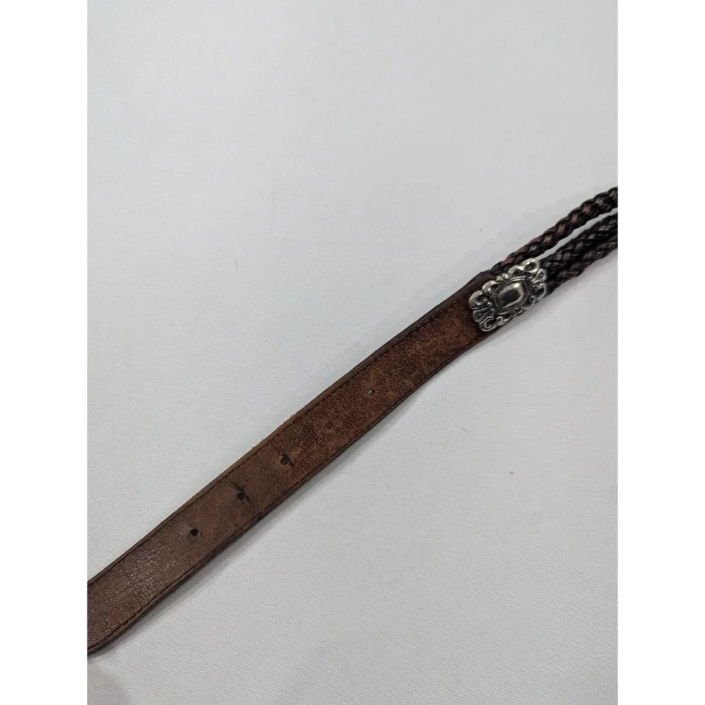 Amiee Lynn‎ Belt Women 32 Braided Leather Brass Buckle Belt Brown Horse Bit